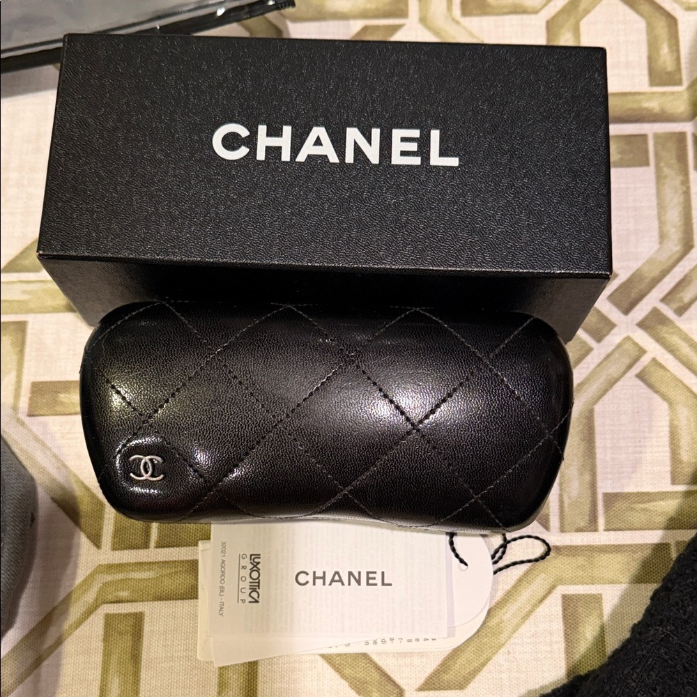 CHANEL Black Quilted Eyewear Case